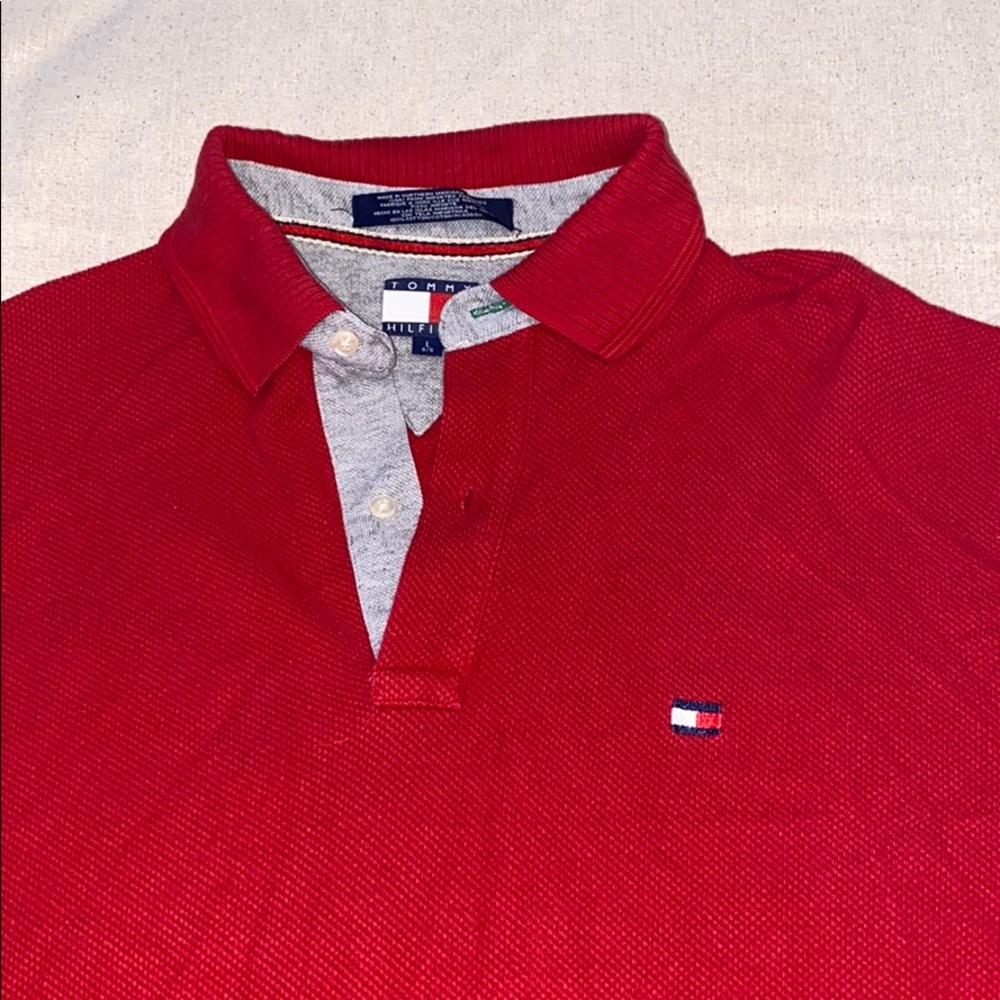 Tommy Hilfiger Red Collared Sweater Shirt